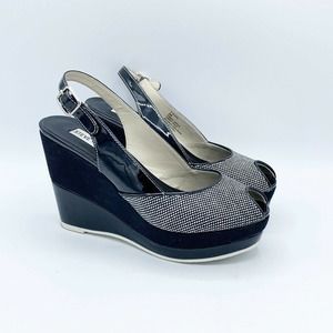 Steve Madden Alana Platform Wedge Heels Retro Peep Toe